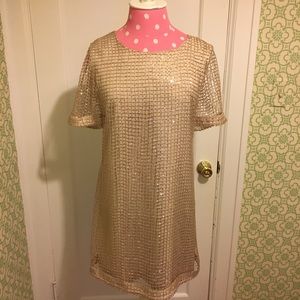 Gorgeous in Gold holiday dress